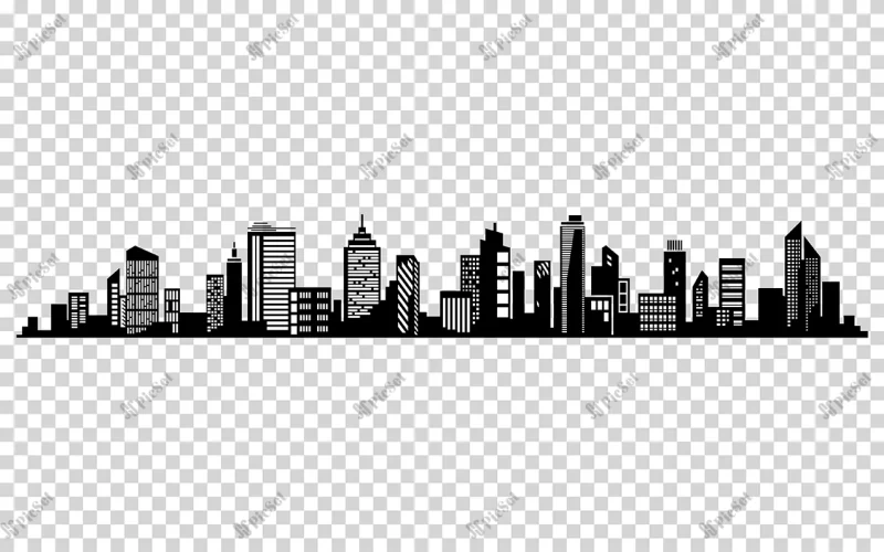 vector city silhouette cityscape vector design / خط افقی منظره شهری سیاه و سفید