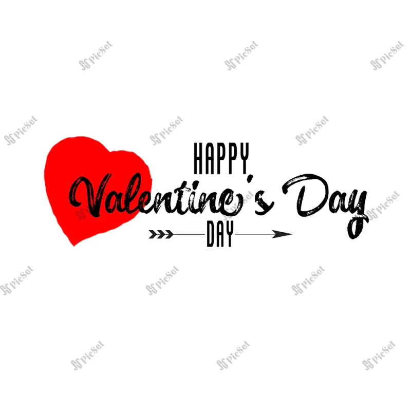 happy valentines day design lettering card typographic background with ornaments hearts ribbon arrow / پس زمینه تایپوگرافی کارت روز ولنتاین مبارک با روبان