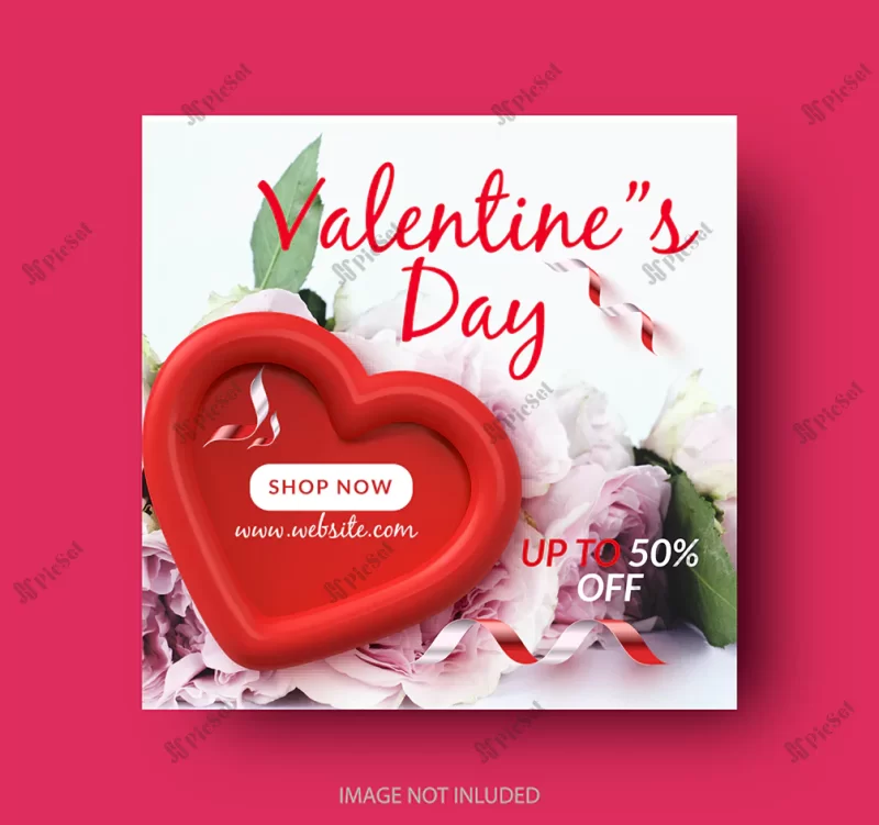realistic valentines day social media post instagram banner design / طراحی بنر روز ولنتاین در شبکه های اجتماعی پست اینستاگرام