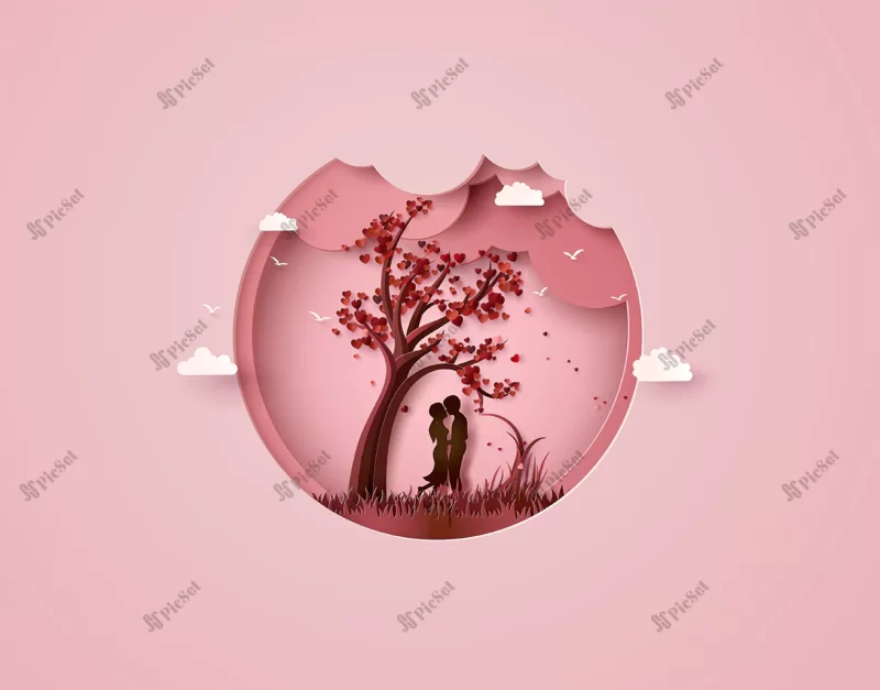 two enamored love tree / دو درخت عشق پوستر روز ولنتاین