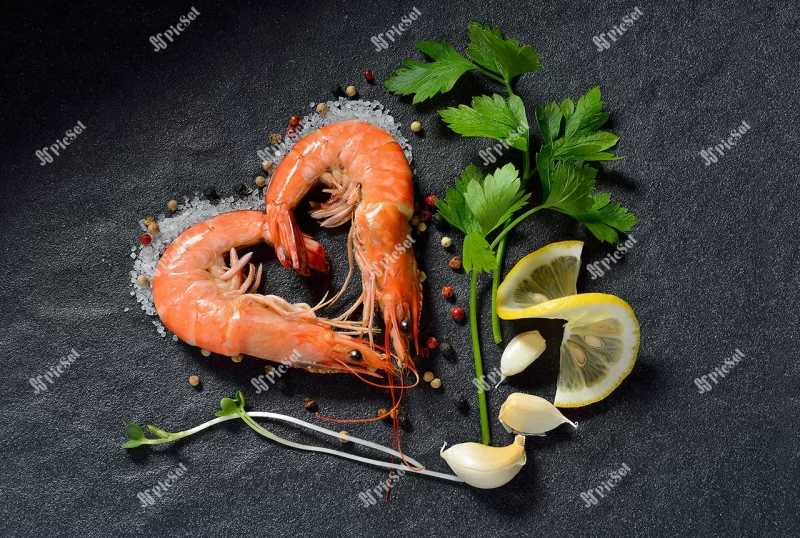 Food, Shrimp, Heart Shaped, Seafood, Still Life / غذا، میگو، قلب شکل، غذاهای دریایی، طبیعت بی جان