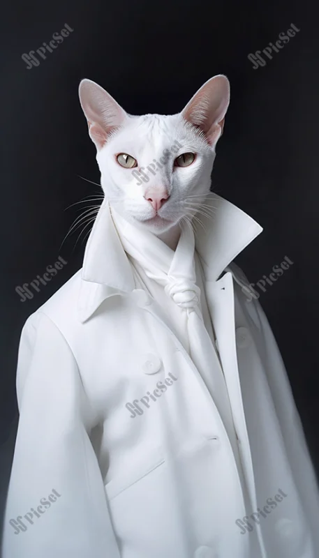 cat on a white suit, creative / گربه با کت و شلوار سفید