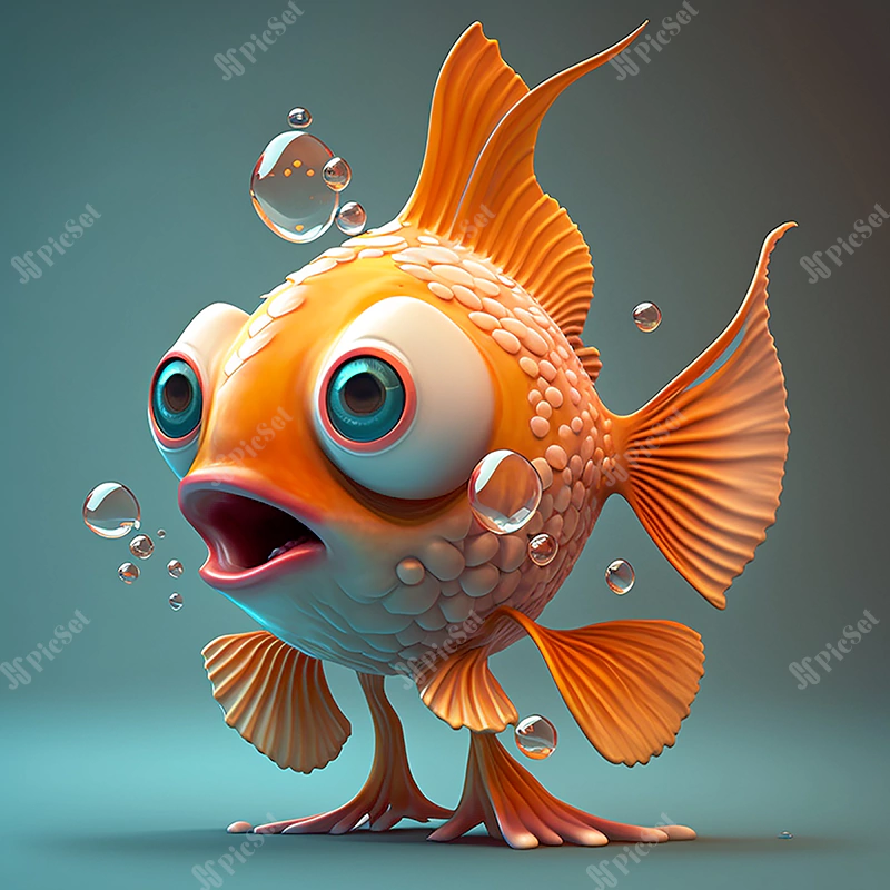 cartoon fish character / شخصیت ماهی کارتونی